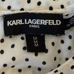 Karl Lagerfeld Top Medium White Black Polka Dot 3/4 Length Tiered Ruffle Sleeve Photo 6