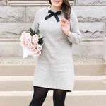 J.Crew Mercantile Bow Neck Sweater Dress Size Medium Grey Wool Blend Knit K3498 Photo 8