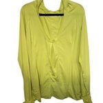 Zella  chartreuse deep scoop neck pleated front ruched athletic hoodie size XL. Photo 0