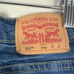 Levi's 502 Jeans Womens 14 Medium Wash Stretch Distressed Tapered Y2K Casual Photo 4