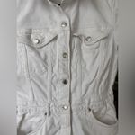 ZARA  denim playsuit romper utility white short sleeve pockets snap collar jumper Photo 6