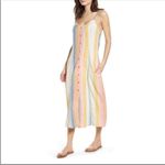 Billabong ‎ Lucky Us Striped Sleeveless Midi Dress Pastel Multi Large Photo 1