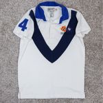 Rugby Ralph Lauren White Polo Shirt Blue Collar Game To The Last 2004‎ Medium Photo 10