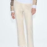 ZARA NWT faux suede mini kick flare high waisted ankle stretchy cream pants Photo 4