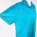 Vintage 90s Blue Button Up Shirt Eyelet Trim Boxy Fit Top Small Photo 6