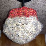 Gray & Red Cozy Fuzzy Warm Handmade Knit Hat NWOT Photo 2