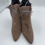 Spiegel Womens 6M Taupe Suede Pointed Toe Ankle Boots Heeled Gather Detail Retro Photo 9