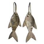 Sugarfix  Fish on a Hook Pierced Earrings Dangle Crystal Scales Gold Tone 2.25" Photo 1