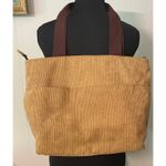 Y2K Academia Preppy Back to School Corduroy Brown Messenger Bag Full Zip Closure Photo 2