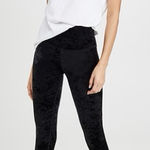 Good American NEW! Black Velvet Velour Full Length Leggings Holiday Size S Photo 0