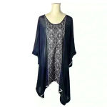 Lands' End  *SMALL 6-8* Navy Blue Beach Swim Cover-Up/Tunic With Embroidery Photo 9