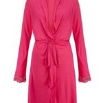 Eberjay Eberjey pink wrap robe with lace hem large Photo 0