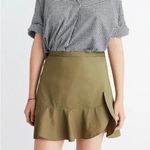 Madewell  Ruffle-Wrap Mini Skirt in Expat Olive Green 100% Cotton,‎ Size 4 Photo 3