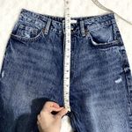 ZARA Blue Dark Wash Distressed Straight Leg High Rise Relaxed Jeans 6 Photo 6