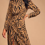Lulus On the Prowl Tiger Long Sleeve Dress Size Small Photo 4