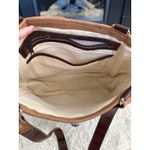 Brown Tote Bag Purse Shoulder Bag Vintage Style Flap Over Closure Work‎ School Photo 6