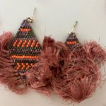 red & pink & gold boho statement earring Photo 0