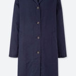 Uniqlo linen Navy Blue Button-Up Long Coat slanted pockets Photo 0