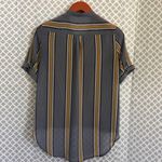 Pink Martini Pink‎ Martini gray gold striped hi-lo blouse Photo 3