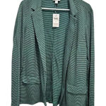 J.Jill NWT  Women's Striped Linen Rayon Blazer Jacket Cardigan Size M Green Navy Photo 0