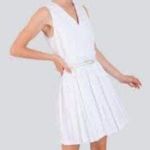 Raoul dress 8 fit and flare crossover pleated sleeveless V neck white cream Photo 0