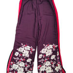Aerie Floral Wide Leg Pants Size Medium Womens Burgundy Red Trousers Lightweight Photo 0
