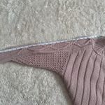 Mauve Cable Knit Puffy Sleeve Sweater (XS) Pink Photo 2