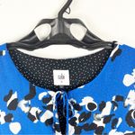 CAbi  Untamed Electric Blue Floral Handkerchief Hem Polka Dot Lined Dress Medium Photo 6