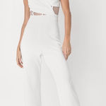 Lulus NWT  Surely Stunning Ivory Strapless Bustier Jumpsuit Cut Out Elegant Sz S Photo 0