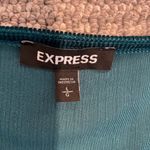 EXPRESS Dress Womens Large Blue Crushed Velvet Surplice Fit & Flare Long Slv Photo 2