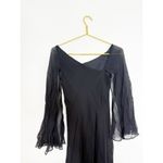 Maggy London Vintage Y2K Black Silk Chiffon Midi Dress Size 4 Whimsigoth Bell Sleeves Euro Photo 9