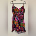 & Other Stories & Other Stories Abstract Print Colorful Strappy Wrap Mini V-Neck Dress Size 8 Photo 3