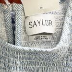 Saylor  NWT Smocked Mini Dress Size Large Blue Pinstripe Eyelet Coquette Preppy Photo 10