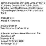 Port & Company Optimo Cigarillos Shirt Size Large By Graphic Print T-Shirt Black Photo 1