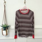 Aerie Maroon Red Fair Isle Waffle-Knit Thermal Top Loungewear Sleepwear Size M Photo 1