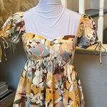 Abercrombie & Fitch  puff sleeve babydoll mini dress yellow floral SZ Petite XS Photo 4