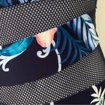 Carmen Marc Valvo One Shoulder Mesh Cutout Navy Floral One-Piece Swimsuit 10 New Photo 2