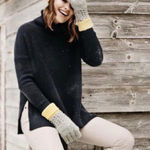 Boden Black Ribbed Turtleneck Sweater Tunic XS 100 Wool Photo 0