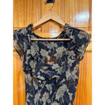 Polo Ralph Lauren Silk Floral Ruffle Midi Dress Black Beige 10 Romantic Boho Photo 4