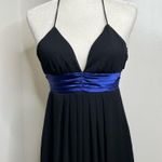 I.N. San Francisco cocktail dress size 3 Ties around neck pleats black blue Photo 1