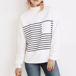 Madewell Size XS Sweatshirt Resourced Cotton Mockneck Pocket Nautical Stripe Photo 0