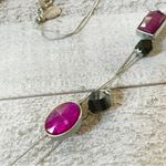 White House | Black Market  Black, Purple, & Silver Link Beaded Double Necklace 53” Photo 3