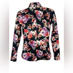 W by Wenjie Floral Zip Up Black, Red and Purple Floral Jacket Black Photo 3