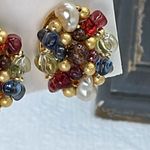 Liz Claiborne Vintage clip beaded faux pearl earrings Photo 3