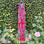 Japna NWT  Red & Blue V Neck Racerback Maxi Sundress Sz XS Photo 2