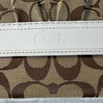 Coach Wallet Beige White Signature C Canvas Leather Tri-Fold Zip Snap Card Slots Photo 3