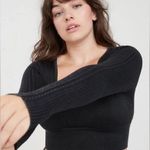 Aerie NWT Offline Black Size M Seamless Cable Square Neck Crop Top Gym Active Photo 3