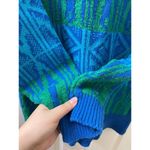 Liz Claiborne VTG Women’s Sweater Sz M Chunky Knit Blue GREEN GEOMETRIC Photo 4