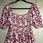 Betsey Johnson Dress Sz M Strawberry Fields Smocked Maxi Tiered Red Pink Cottage Photo 1