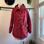 L.L.Bean Water Resistant Printed Pullover Hooded Utility Jacket Size Large Red Photo 13
